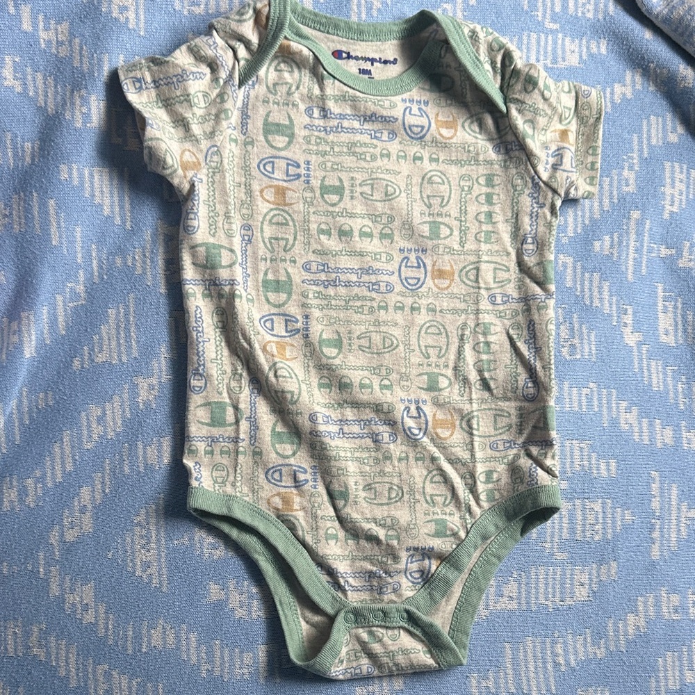 Champion Kids' Green and Blue Patterned Bodysuit